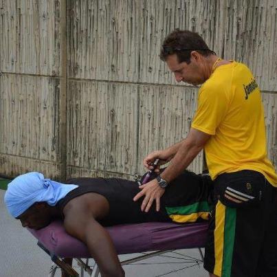 Usain Bolt adjusted by Chiropractor